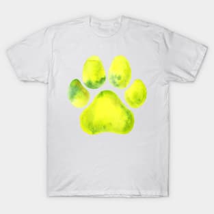 Yellow Green Paw Print T-Shirt